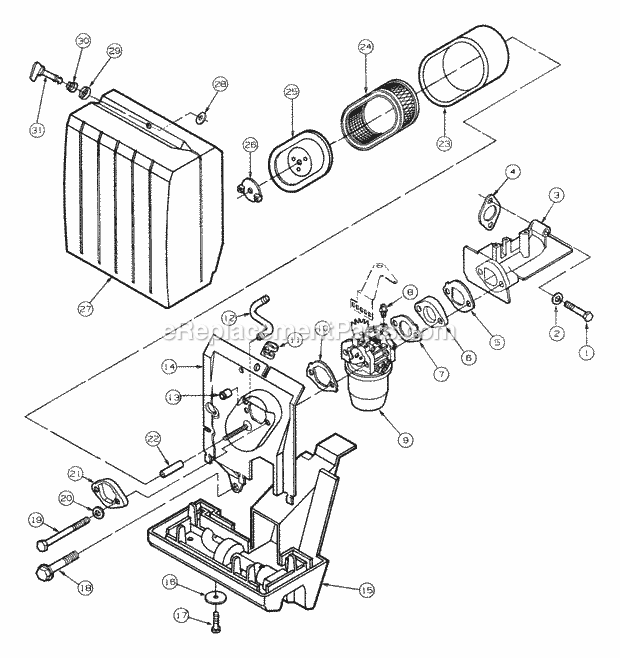 Carburetor Diagram and Parts List for 2146 13A-224F100 Cub Cadet Lawn Tractor